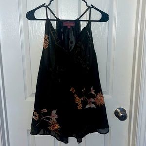 Sweet Sinammon Medium Floral Black Tank Top